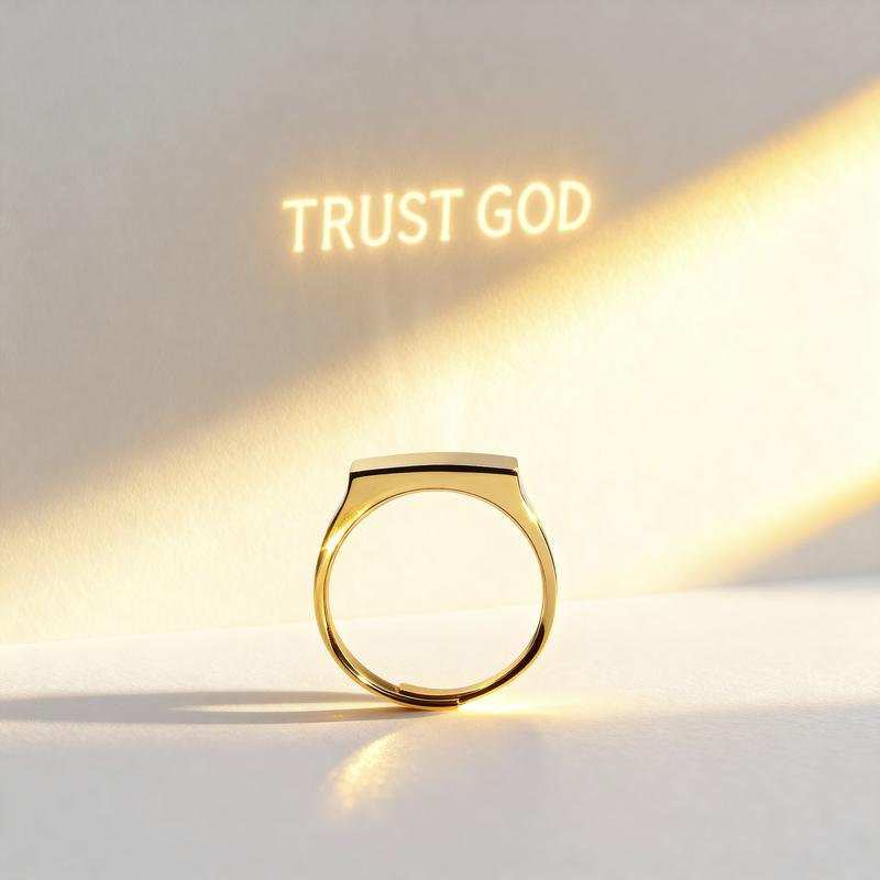 Anillo reflector de fe con texto "Confía en Dios" - Ringold™