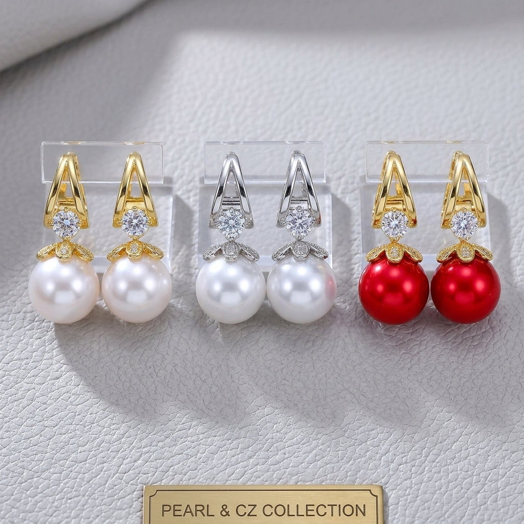 Pendientes de perla elegante - Pearl Aura™ (pack de 3 colores)