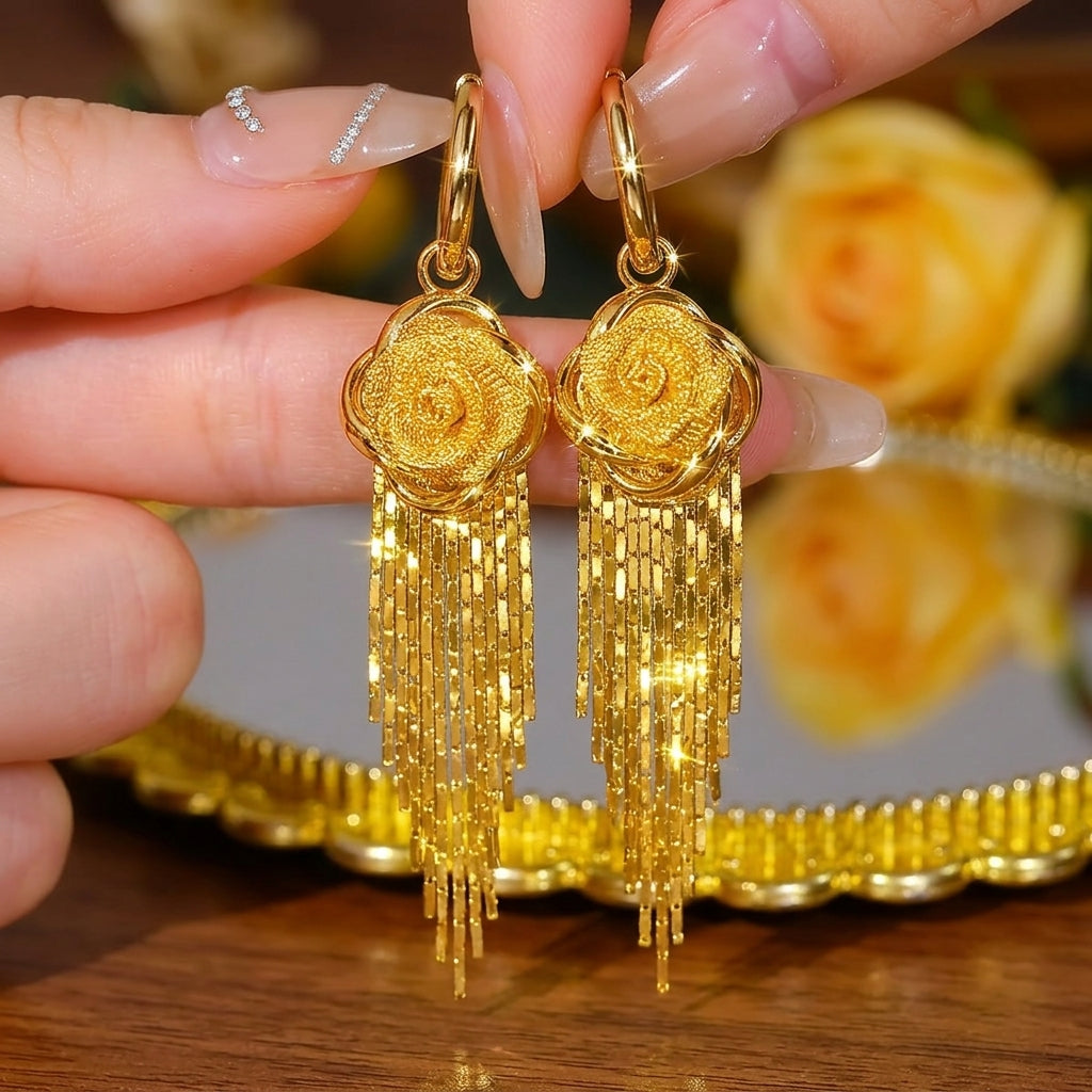 Pendientes Rosas dorados Tassel™