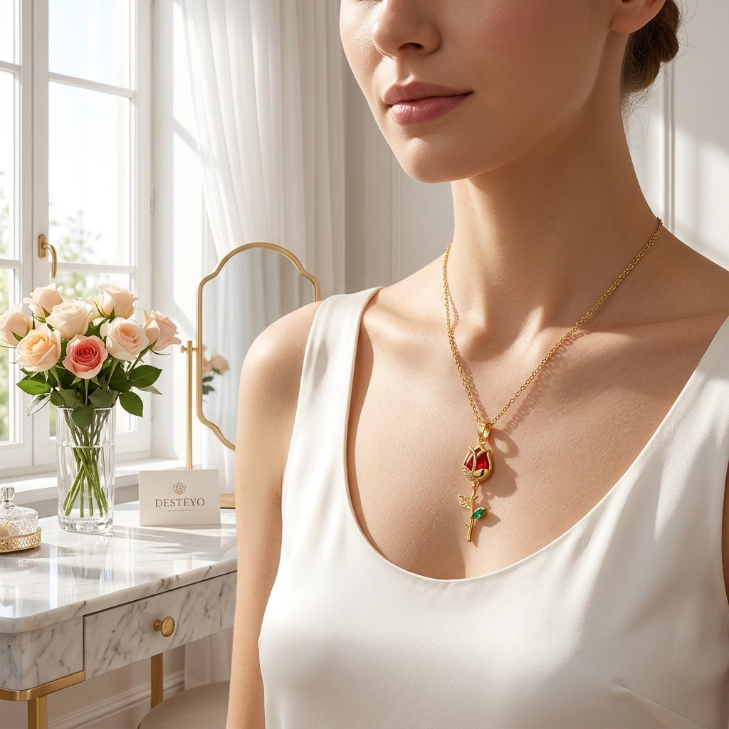 Collar Clavel Rojo deslumbrante
