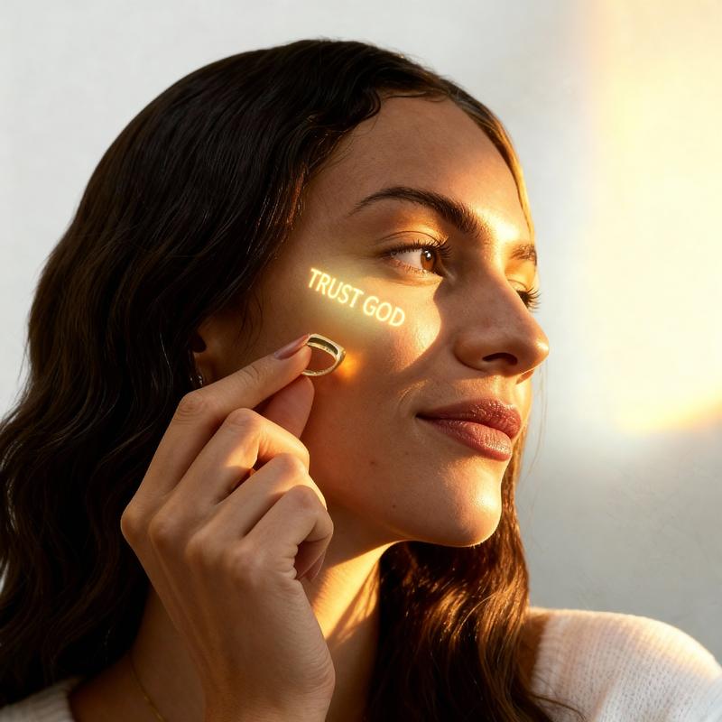 Anillo reflector de fe con texto "Confía en Dios" - Ringold™