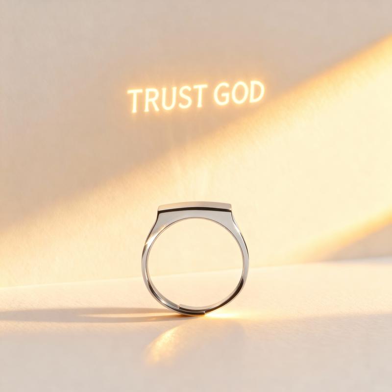 Anillo reflector de fe con texto "Confía en Dios" - Ringold™